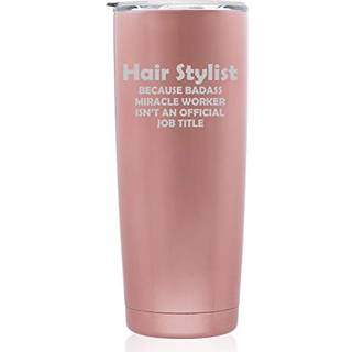 Rose guld dobbelt væg vakuum isoleret rustfrit stål tumbler rejse krus hårstylist mirakel arbejder job titel sjov (tynd 20 oz)