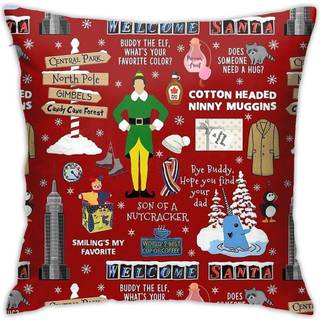 Kiila Buddy Elf Collage Red Baggrund Hjem Dekorative kast Pude Sag Sofa Sofa Pude Kast Pude D?kker 18x18 tommer