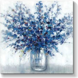 Tar Tar Studio Abstract Bouquet Canvas Wall Art: Blue Flowers in Vase Artwork Print Paint Maleri til stue kontor (24''W x 24''h flere størrelser)