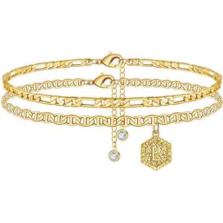 Memorjew ankelarmb?nd til kvinder Initial ankelk?de 14K-forgyldt lagdelt ankell?nke bogstav D Initial ankelk?der til kvinder smykker