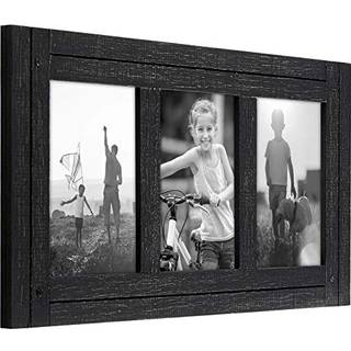 AmericanFlat 4x6 Triple Picture Frame in Charcoal Black - Uhyggeligt tr? dekorativ familiebillede med poleret glas inkluderer h?ngende hardware t