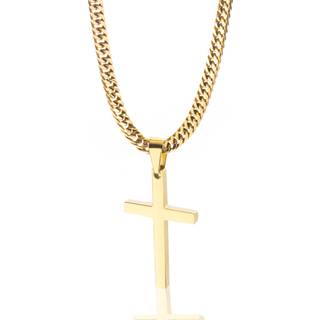 Tuewut Herre korskæde - rustfrit stål cubansk kæde, sølv- og guldfarvet enkelt korsvedhæng, 18-26 tommer