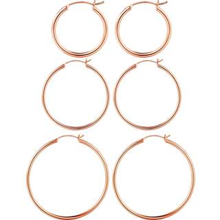 M MOOHAM Gold Hoop reringe til Kvinder - Stor Sterling Slv Post Hypoallergen Hoops reringe Pakkest til Kvinder Rose Guldbelagte smykker