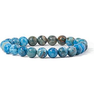 Cherry Tree Collection Semi Precious Gemstone Beaded Stretch Bracelet 8mm Round Perles 7 """" (Blue Crazy Lace Agate)