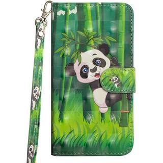 Huawei P40 Lite Light Spot Læder Cover m. Kortholder & Strop - Panda