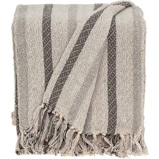 Homeroots bomuld beige og taupe v?vet h?ndloom kast t?ppe med kvaster