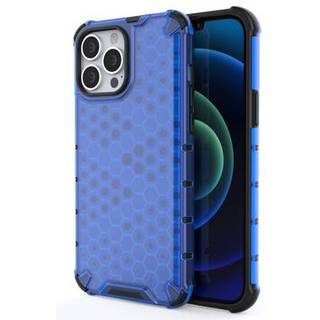 Honeycomb Armored iPhone 14 Pro Max Hybrid Cover - Blå
