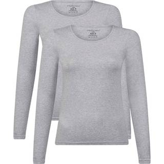 2 pak grå langærmet bambus T-shirt til dame fra Bamboo Basics, XL