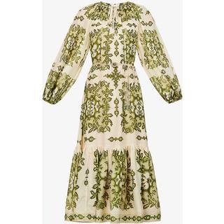 Zimmermann Raie tiered printed silk midi dress - green - XS