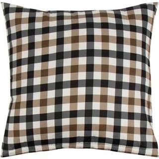 Pudebetræk 60x63 cm - Check Brown - Brun - 100% Økologisk Bomuldssatin