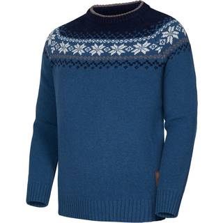 Gridarmor Men's Snøkrystall Round Neck Ullgenser Blue/White/Navy, S