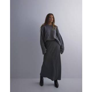 Pieces Pcfranan HW Midi Skirt Dark grey XL