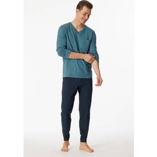 Schiesser Casual Essentials Long Sleeve Pyjamas - Navy/Blue - 52 * Kampagne *