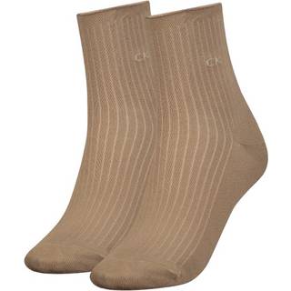 Calvin Klein 2-pak Women Short Roll Top Sock - Beige - One Size * Kampagne *