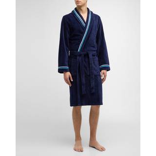 HOM Herren Bademantel blau Baumwolle & Mix unifarben