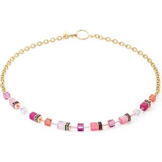 Coeur De Lion Gold Pink GeoCube Necklace - Silver - 42cm