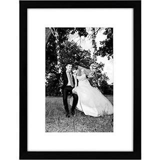 AmericanFlat 12x16 Billedramme i sort - Brug som 8x12 billedramme med Mat eller 12x16 ramme uden Mat - Engineered Wood med knust resistent glas -