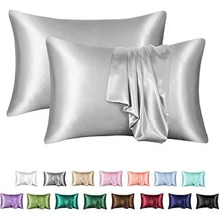 MR & HM Satin Pillowcase til hår og hud silke satin pudebetræk 2 pakke queen size pude sager sæt med 2 silkeagtigt pudebetræk med konvolutlukning