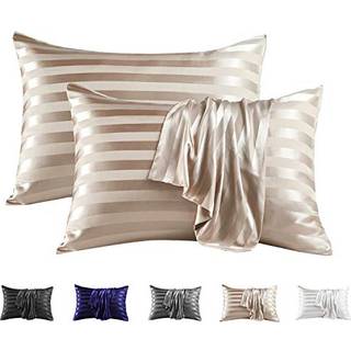 MR & HM Satin Pillowcase til h?r og hud silke Satin Pillowcase 2 Pack Queen Size Pillow Cases S?t med 2 silkeagtigt pudebetr?k med konvolutluknin