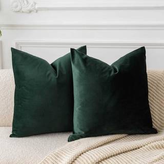 Juspurbet Christmas Army Green Velvet Throw Pillow dækker 24x24 tommer sæt med 2 til stue sofa sofa soveværelse dekorative firkantede solide blød