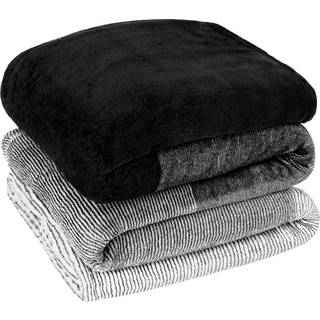 Pavilia sort ombre fleece t?ppe til bl?dt t?ppe til dobbelt st?rrelse til sengen sofa sofa plys letv?gt gr? sort t?ppe hyggeligt mikrofiber gave