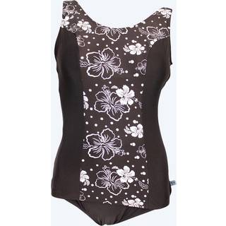 Mirou badedragt plus size til damer m. blomster - 1180s - Sort/hvid