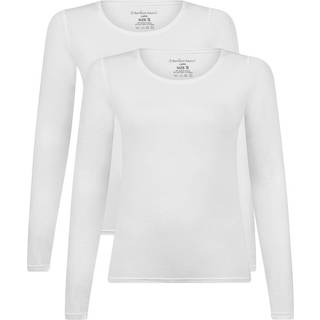 Hvid langærmet bambus T-shirt til dame fra Bamboo Basics, XL
