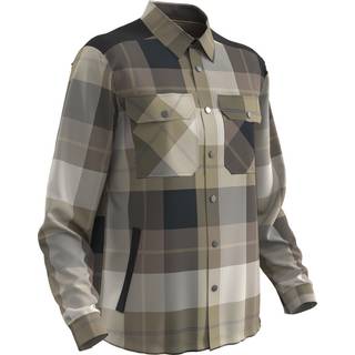 MASCOT CUSTOMIZED flannel skjorte med fiberpelsfor, mørk sand ternet - S