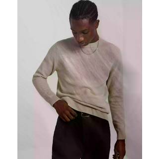 Selected Dane LS Structure Knit Crew Neck Oatmeal