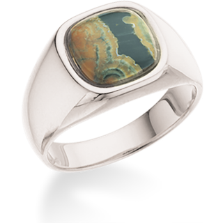 Signet Sterling Sølv Herrering fra Scrouples med Grøn Jasper