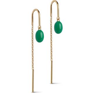 Enamel - Eleanor GRASS GREEN øreringe i forgyldt sølv