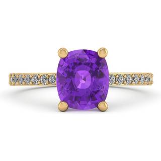 Henrik Ørsnes Design 14 Karat Guld Ring med Ametyst og Brillanter 0,21 Carat W/SI