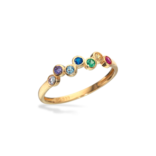 Scrouples ring Rainbow i 8 kt guld med mix cubic zirkonia