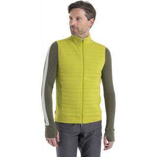 Icebreaker Zoneknit Insulated Vest Uldvest Herrer størrelse L farve gul/olivengrøn