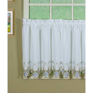 Dagens gardin Verona Reverse Embroidery Tier 30 """" Hvid/bl?