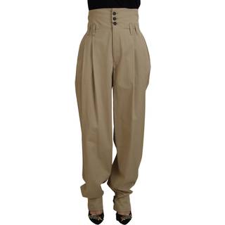 Dolce & Gabbana Brun Bomuld High Waist Tapered Bukser & Jeans