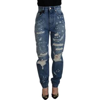 Dolce & Gabbana Blå Tattered Skinny Denim Bomuld Jeans