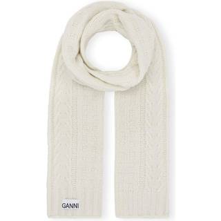 Ganni Cable-knit wool-blend scarf - white - One Size