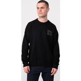 HUGO Herren Pullover schwarz unifarben