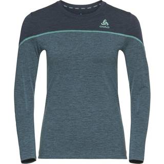 Odlo Performance Langærmet Crew Neck T-shirt Dame, Str. XL - Blå, Ideel til Løb og Træning