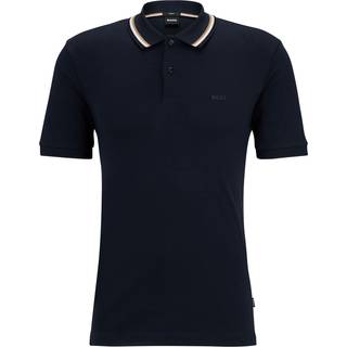 Slim fit poloshirt i bomuld med striber på kraven