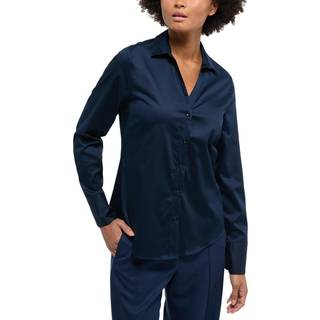 Satin Shirt Blouse in navy plain