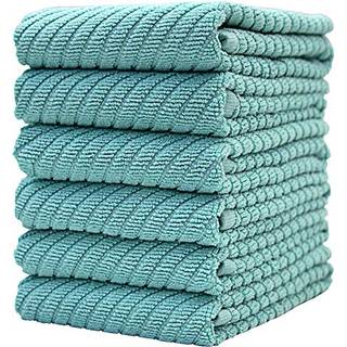 Premium k?kkenh?ndkl?der (16 x 25 6 Pack) | Stort k?kkenh?ndkl?der i bomuld | Viskestykker | Diagonal v?vning design | 445 GSM h?jabsorberende vi