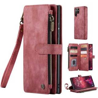 Caseme C30 Multifunktionel Samsung Galaxy S22 Ultra 5G Pung - Rød