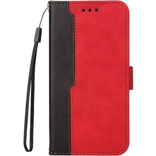 Samsung Galaxy M52 (5G) To-Farvet Læder Flip Cover m. Pung - Rød / Sort