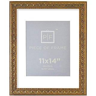 Golden State Art 11x14 udsmykket finish fotoramme med hvid mat til 8x10 billede og ?gte glasfarve: bronze