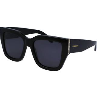 Ferragamo Kvinde SF1104S 001 Solbriller Acetat Sort Grå Firkantet Normal Normal