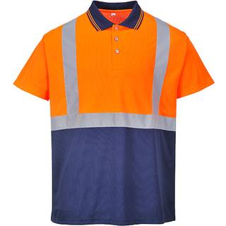 To-farvet polo - Orange/Marine (Størrelse: 4XL)