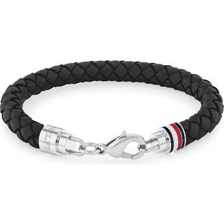 Sort TOMMY HILFIGER Iconic TH Flettet Læderarmbånd