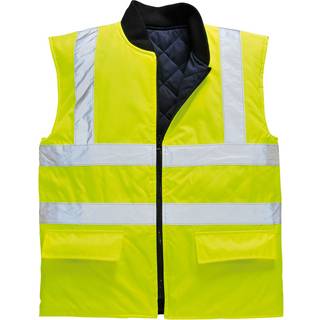 Hi-Vis Vendbar bodyvarmer RIS - Gul (Størrelse: 4XL)